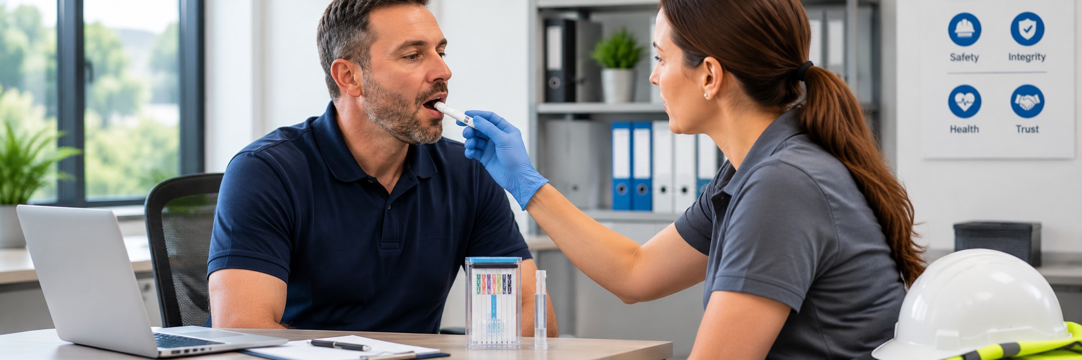 Saliva drug test being collected.