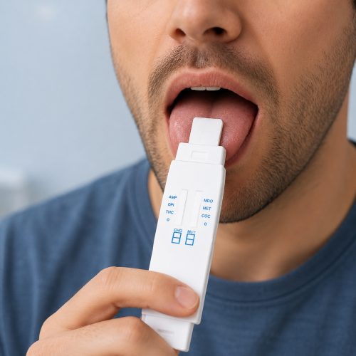 City employee taking a saliva drug test.