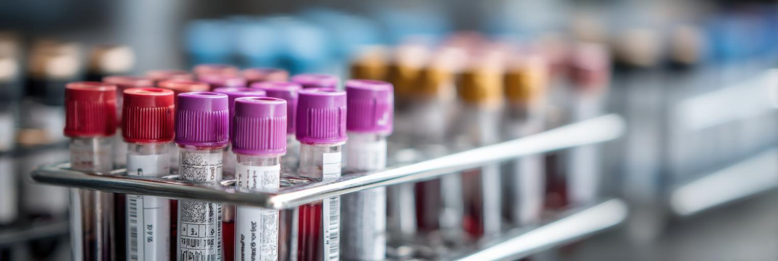 Medical lab testing blood samples in production for autoimmune testing.